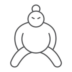 Sumo thin line icon, asian and character, japanese wrestler sign, vector graphics, a linear pattern on a white background.