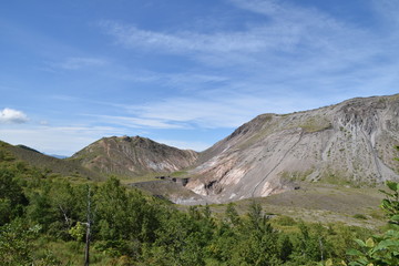 Landscape with volcano and crater in Hokkaido, Japan