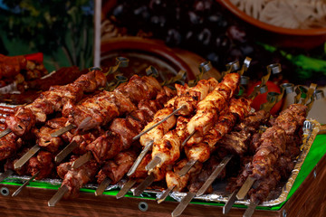Meat kebab on skewers
