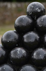 Detail of balanced cannon balls
