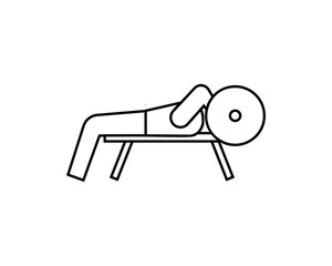 Skull crusher icon in line style, one of the exercises to form and enlarge the arm and triceps muscles.- vector