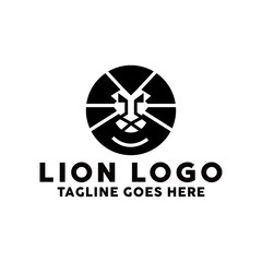 Silhouette Lion shield vector logo design template. Lion Head Logotype Premium and Luxury Creative Symbol.