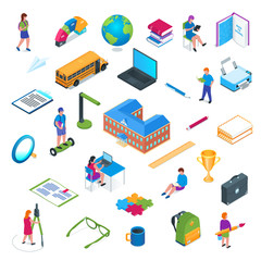 Obraz premium School and education isometric icon set 01
