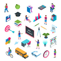 School and education isometric icon set 02