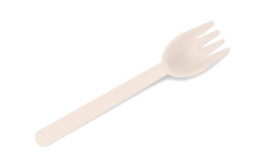 Wooden bamboo fork isolated on white background, vector illustration