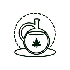 oil jar with cannabis leaf plant