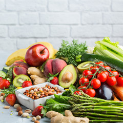 Healthy food for balanced alkaline diet concept
