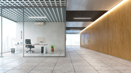 Modern office and corridor interior. 3d illustration