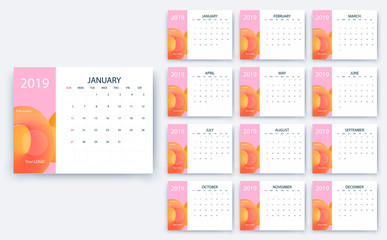 simple calendar 2019 yesr, Stock vector design eps10.