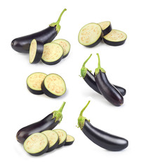 eggplant set on white background