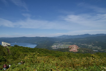 Landscape with volcano and forest in Hokkaido, Japan
