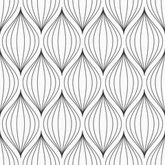 Abstract seamless pattern of stylized petals. Vector monochrome background.