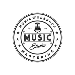 vintage music and badge logo template