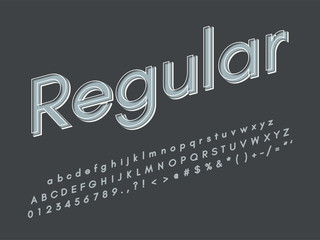 Retro font and alphabet. Stock vector illustration