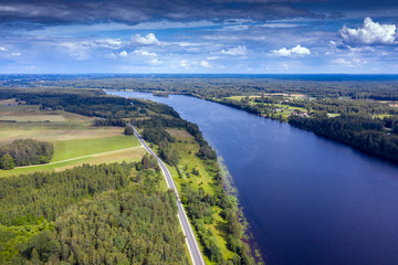 Fototapeta na wymiar River Daugava in summer afternoon, central Latvia.