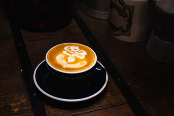 A Cup of hot latte art coffee
