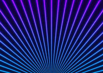 Obraz premium Bright blue and violet neon laser rays tech futuristic design. Hi-tech lines retro abstract background. Vector illustration
