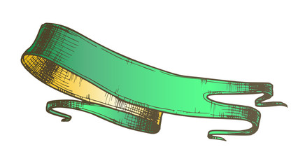 Advertising Blank Ribbon Medieval Style Vector. Designed In Vintage Style Ribbon. Decorative Element Tape For Sales Web Shop Business Promotional Poster Color Template Illustration