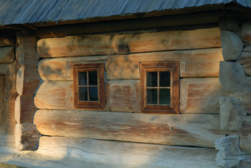Wooden house with two windows