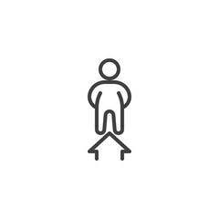Man and arrow up line icon. linear style sign for mobile concept and web design. Progress Man outline vector icon. Business Achievements, Solution symbol, logo illustration. Vector graphics