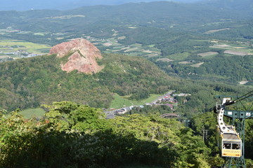 Landscape with volcano and forest in Hokkaido, Japan
