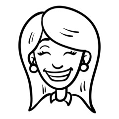vector cartoon drawing of a head. illustration, cartoon, outline, woman, man, laughing.