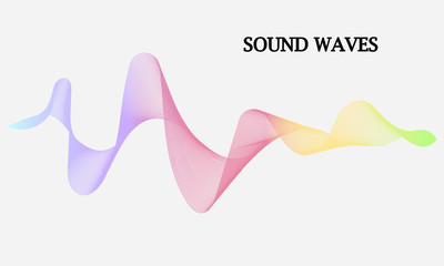 Vector abstract background with a colored dynamic music sound waves