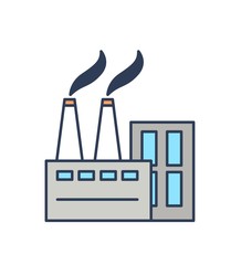 Factory building of modern urban architecture isolated on white background