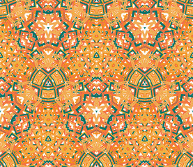 Kaleidoscope seamless pattern. Geometric abstraction on white background. Useful as design element for texture and artistic compositions.