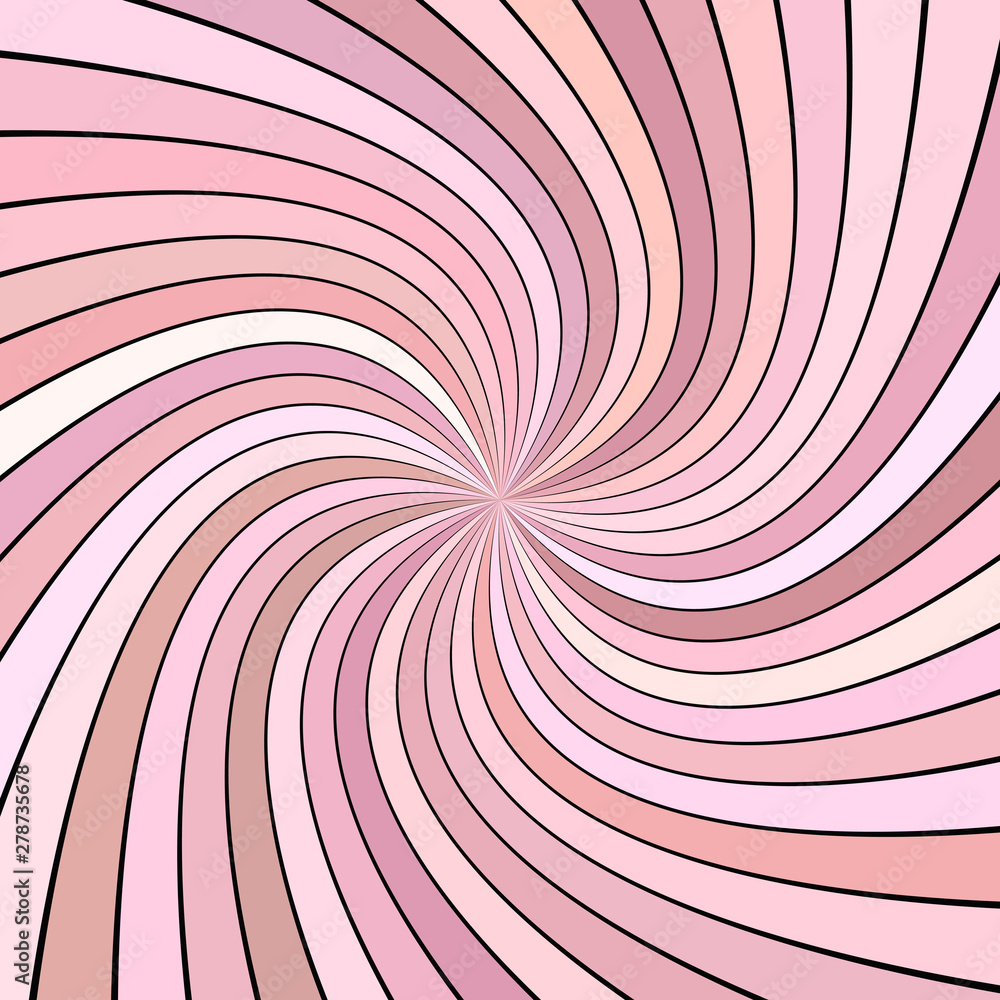 Poster pink psychedelic abstract striped swirl background design - vector graphic with curved rays
