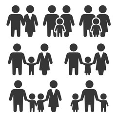Family Icons Set on White Background. Vector
