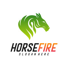 Fototapeta premium Fast Speed Horse Logo Design Vector. Horse with Fire logo concept vector template