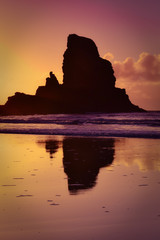 Sunset at Talisker bay on the Isle of Skye