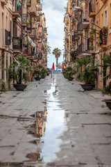 Street in Barceloneta quarter, Barcelona, Catalonia, Spain.