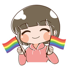 ベクター・レインボーフラッグを持つ人1