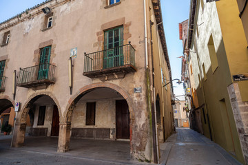 Fototapeta na wymiar Sant Joan de les Abadesses, Catalonia, Spain. Main square village.