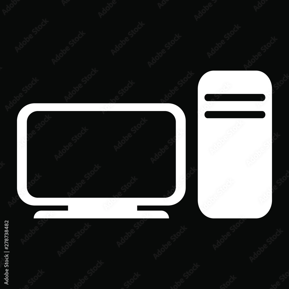 Aufkleber monitor and computer icon on black background