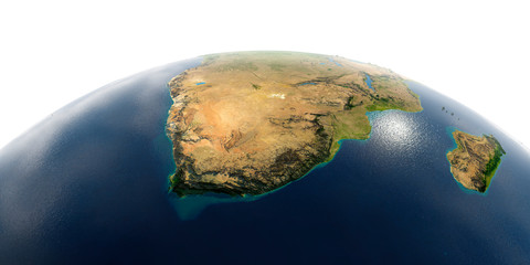Fototapeta premium Detailed Earth on white background. South Africa