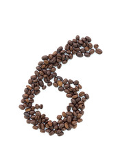 The number six from roasted coffee beans.