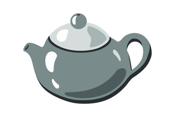 Teapot icon image vector monochrome illustration. Grey flat tea pot picture.