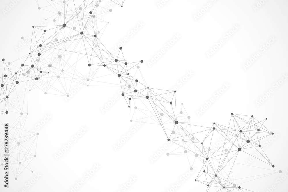Poster geometric abstract background with connected line and dots. network and connection background for yo