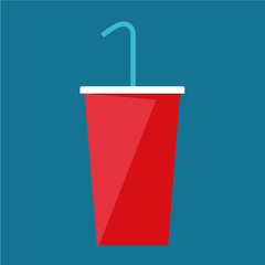A illustrated soft drink with a drinking straw- Vector illustration