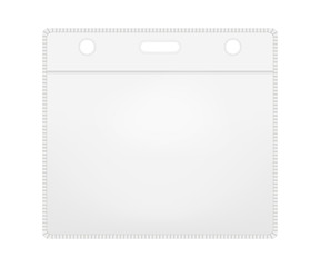 Clear empty plastic card holder with zip lock, vector mockup. PVC badge sleeve envelope with hanging slot, template