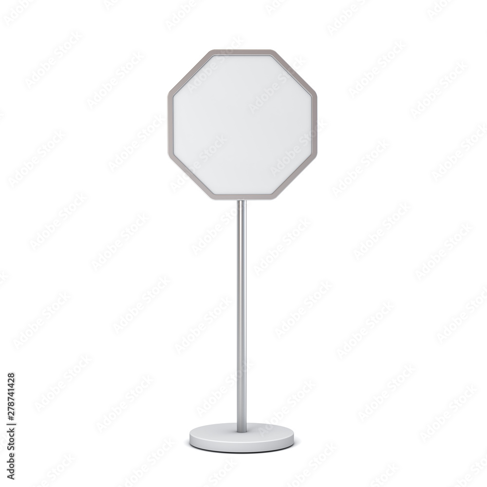 Fototapete blank octagon sign with pole stand blank mock up information signage board or advertising round bill