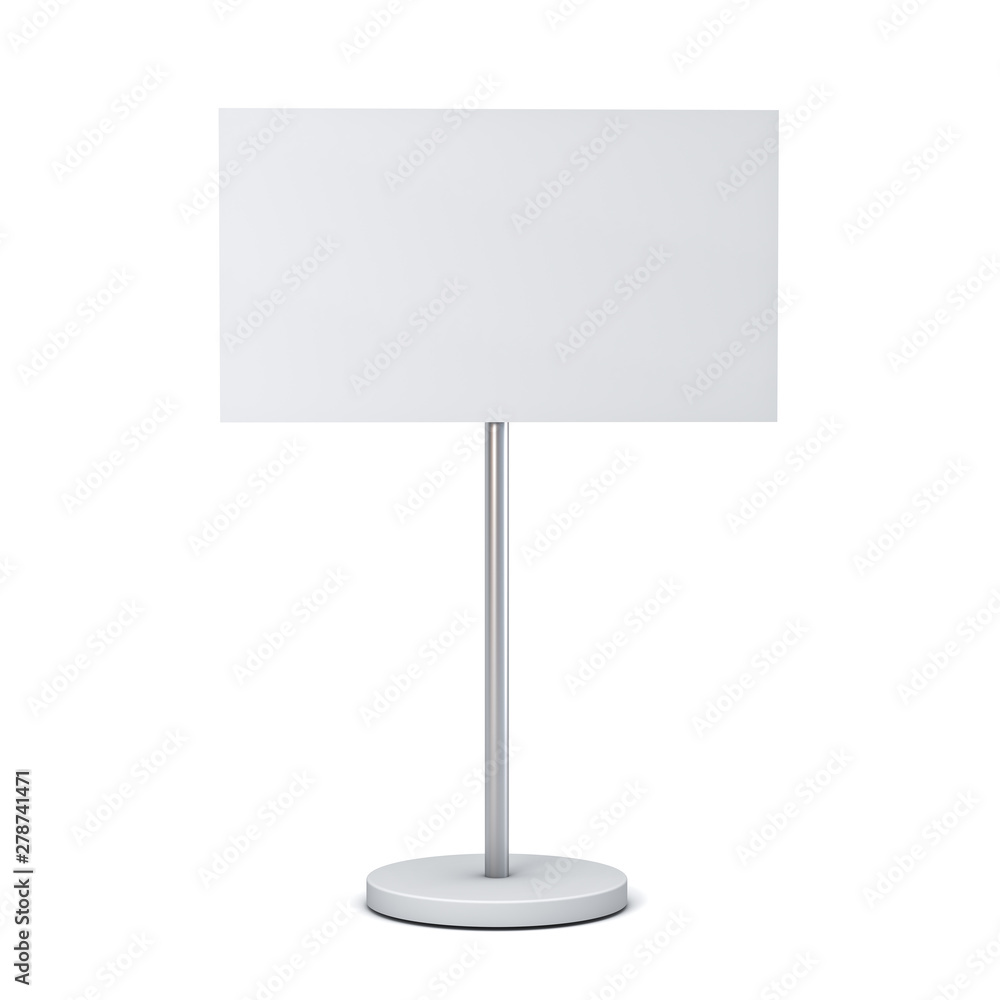 Fototapete blank white sign with pole stand blank mock up information signage board or advertising round billbo
