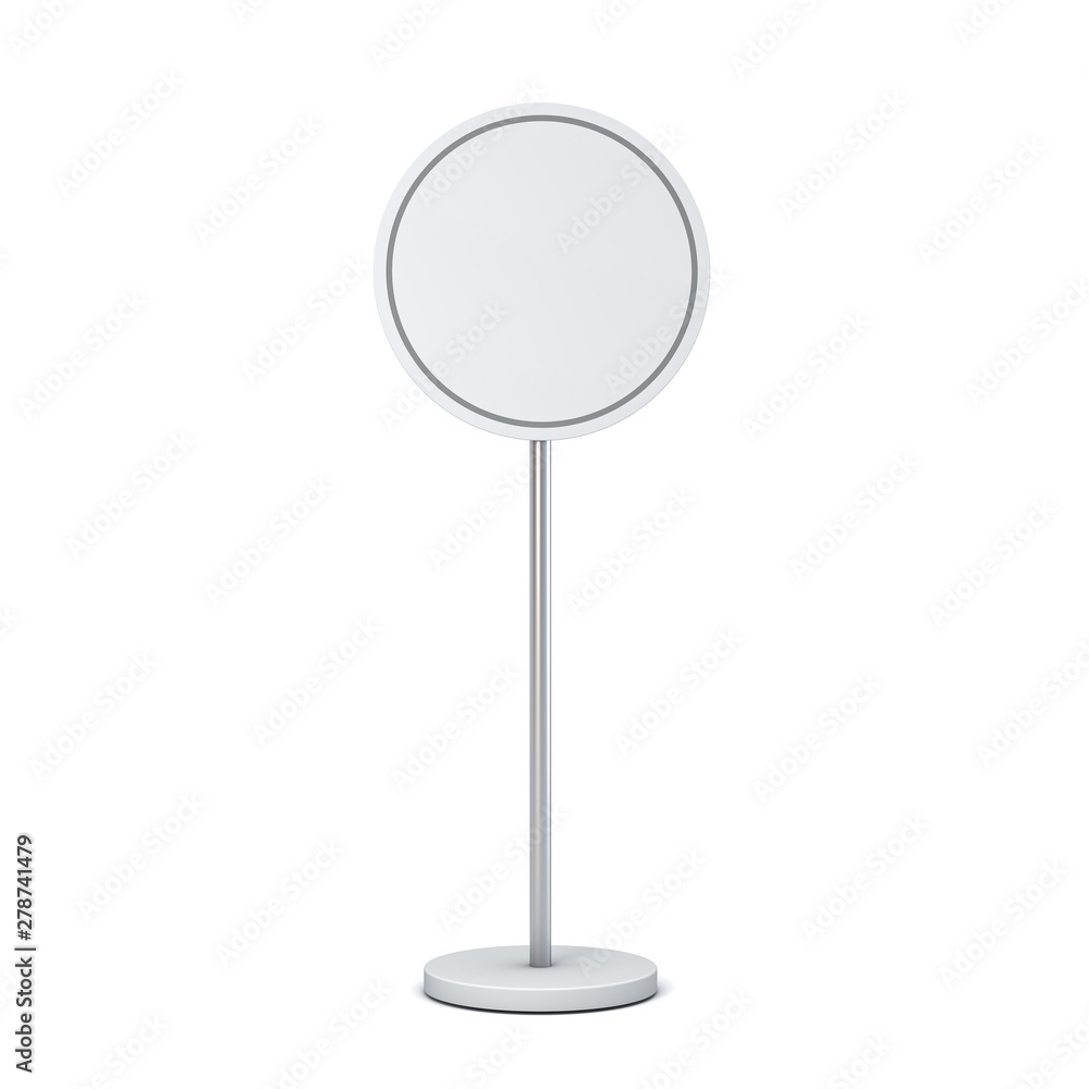 Fototapete blank round sign with pole stand blank mock up information signage board or advertising round billbo