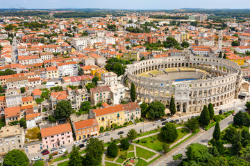 Fototapeta premium Aerial view of old town and ancient architecture building