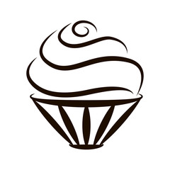 Thin line muffin icon, food