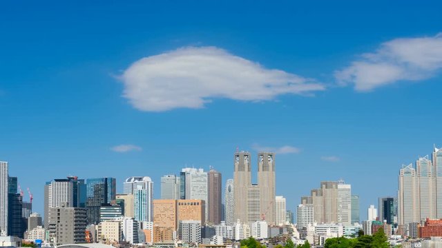 東京　新宿高層ビル群　タイムラプス　2019年　