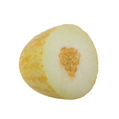 half of yellow melon isolated on white